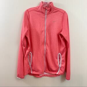 Nike Dri-Fit Red Zip-Up Jacket Gray Trim Detail